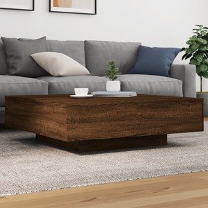 vidaXL Konferenčný stolík s LED svetlami hnedý dub 100x100x31 cm