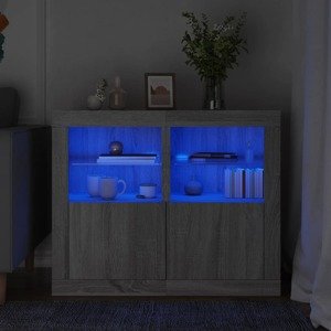 vidaXL Príručné skrinky s LED svetlami 2 ks sivá sonoma