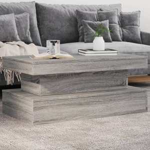 Konferenčný stolík vidaXL s LED svetlami sivý sonoma 90x50x40 cm