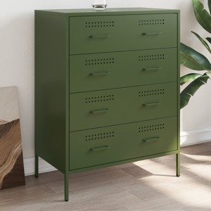 vidaXL Komoda olivovozelená 68x39x89 cm oceľ