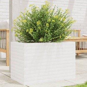 vidaXL Záhradný kvetináč biely 70x40x45,5 cm masívna borovica