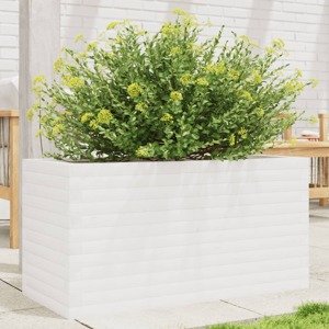 vidaXL Záhradný kvetináč biely 90x40x45,5 cm masívna borovica