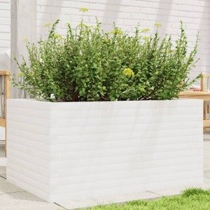 vidaXL Záhradný kvetináč biely 90x60x45,5 cm masívna borovica
