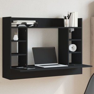 vidaXL Nástenný stolík čierny 105x48x75 cm kompozitné drevo