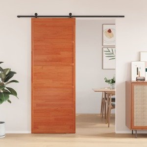 vidaXL Dvere do stodoly voskovohnedé 80x208 cm masívna borovica