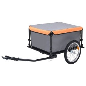 vidaXL Príves na bicykel, sivo oranžový 65 kg