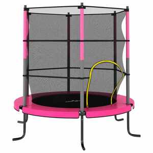 vidaXL Trampolína s bezpečnostnou sieťou okrúhla 140x160 cm ružová