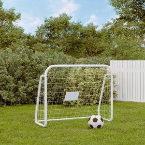 vidaXL Futbalová bránka so sieťou biela 125x96x60 cm oceľ a polyester