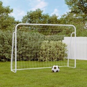 vidaXL Futbalová bránka so sieťou biela 214x75x152 cm oceľ a polyester