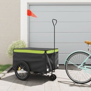 vidaXL Vozík za bicykel, čierno zelený 45 kg, železo