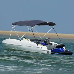 vidaXL Strieška Bimini s 3 oblúkmi a stenami 243x(170-182)x137 cm