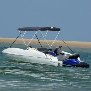 vidaXL Strieška Bimini s 3 oblúkmi a sieť. stenami 183x(137-152)x137cm